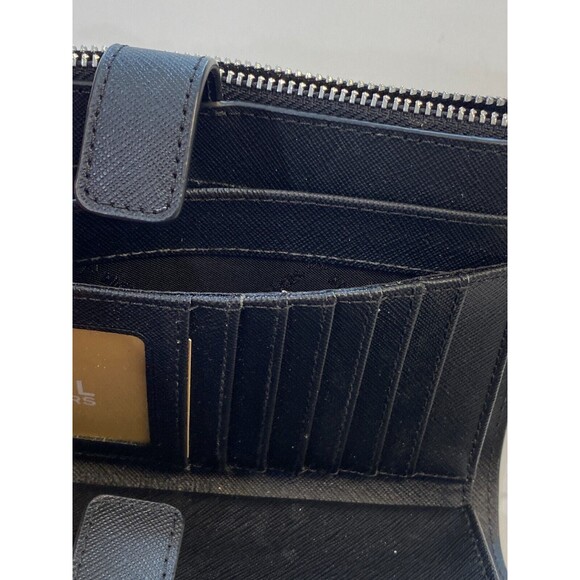Michael Michael Kors Jet Set Travel Black Double Zip Leather Wristlet NEW $228 - Picture 10 of 13